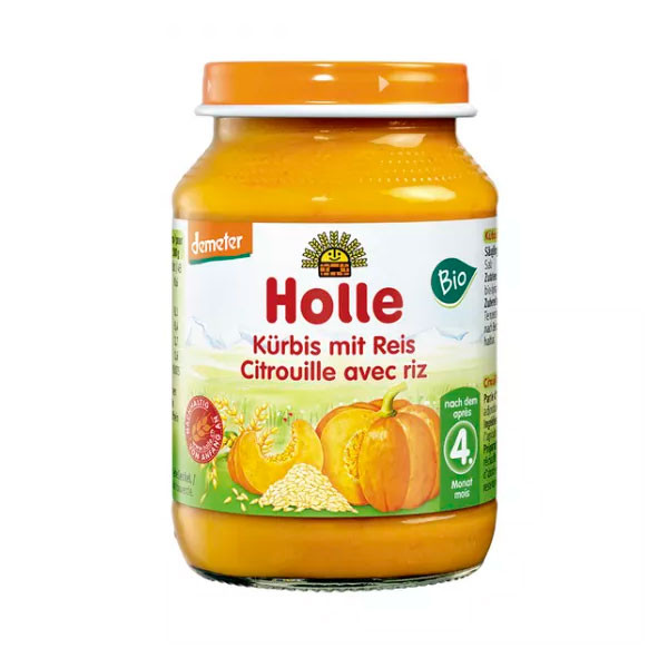 Holle Bio Boião Puré Abóbora Arroz +4m 190g