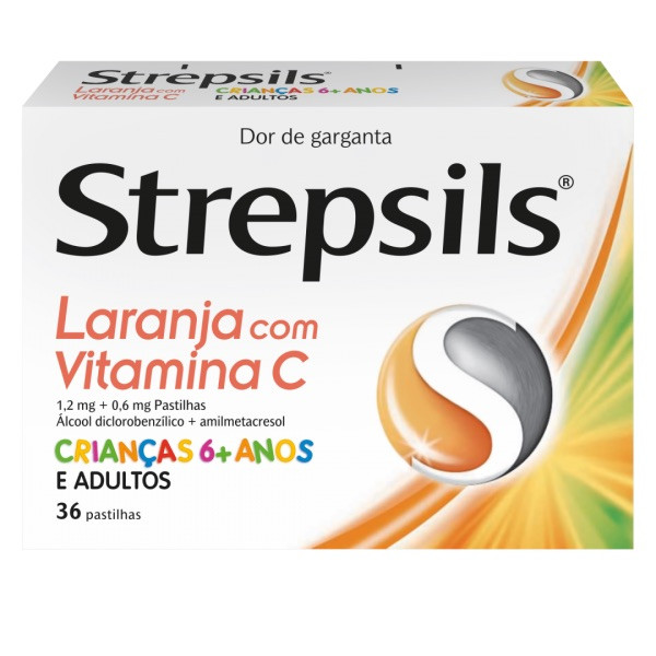 Strepsils Laranja com Vitamina C, 1,2/0,6 mg x 36 pst
