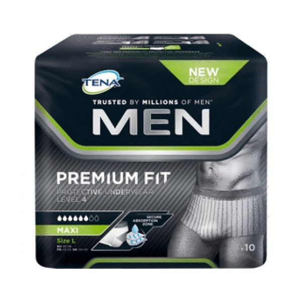 Tena Men Premium Fit Protective Underwear Maxi Cueca Level 4 Tamanho L-XL x10