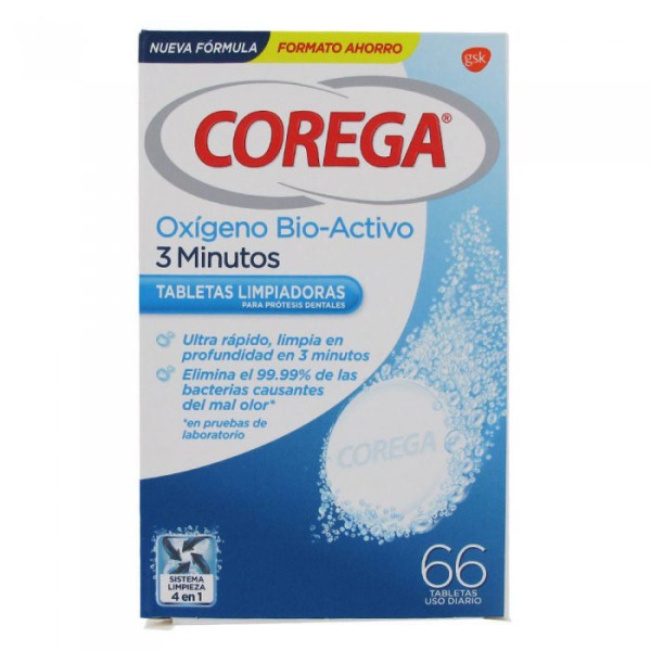 Corega Bio Activo Pastilhas Prótese x66