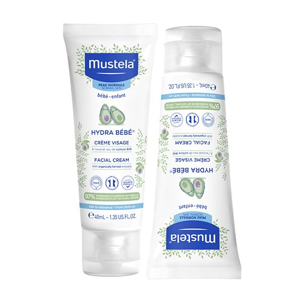 Mustela Bebé Creme Hidratante de Rosto Sem Perfume Pele Normal 40ml x2