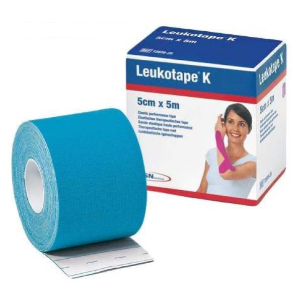 Leukotape K Ligadura Elástica Adesiva Azul Claro 5x5cm