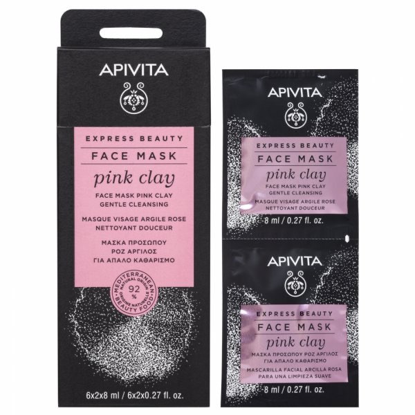 Apivita Express Beauty Máscara Limpeza Argila Rosa 8ml x2