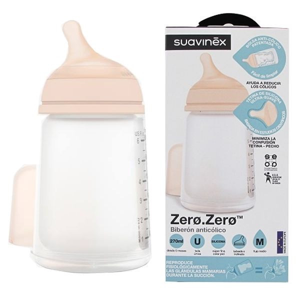 Suavinex Zero Zero Biberão Anticólicas Silicone Fluxo Médio  270ml