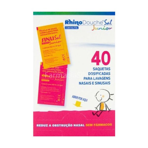 RhinoDouche Sal Júnior Saquetas Lavagem Nasal 2,5g x40