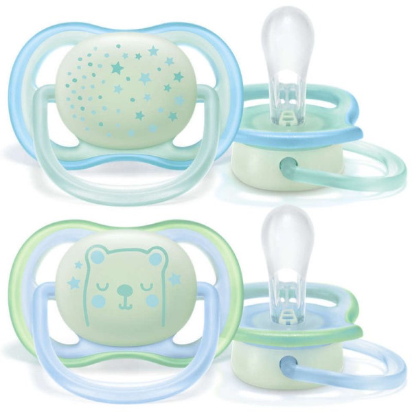 Philips Avent Chupetas Ultra Air Night Azul 0-6m+ x2