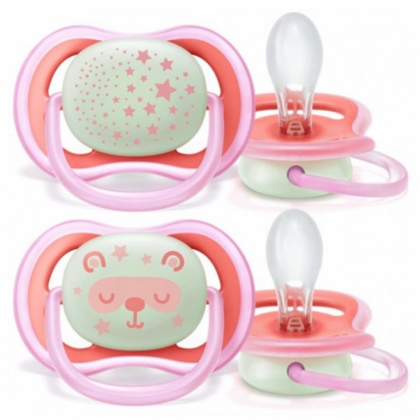 Philips Avent Chupetas Ultra Air Night Rosa 6-18m+ x2