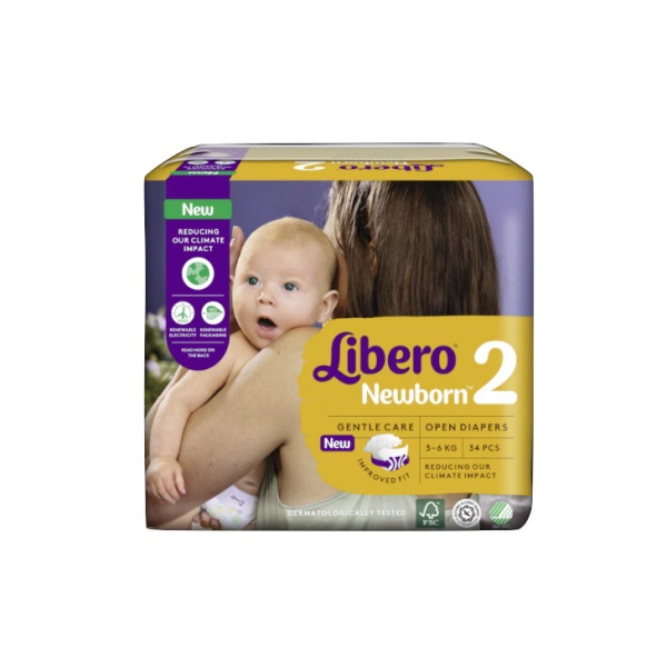 Libero Newborn Fraldas Tamanho 2 3-6Kg x34