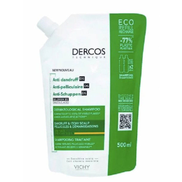 Dercos Champô Anti-Caspa Caspa Seca Refill 500ml