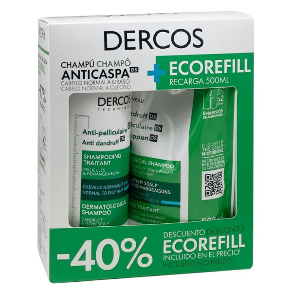 Dercos Champô Caspa Oleosa Pack 400ml + Refill 500ml