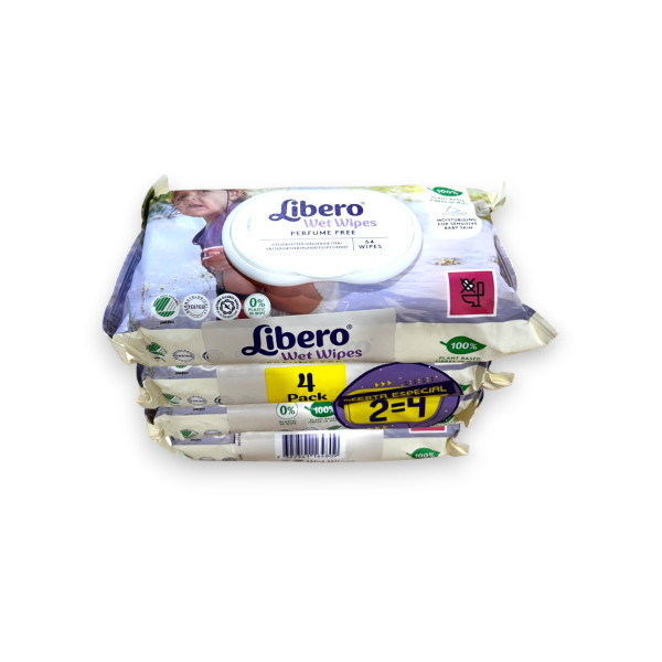 Libero Wet Wipes Toalhitas para a Higiene do Bebé Sem Perfume x64 x4