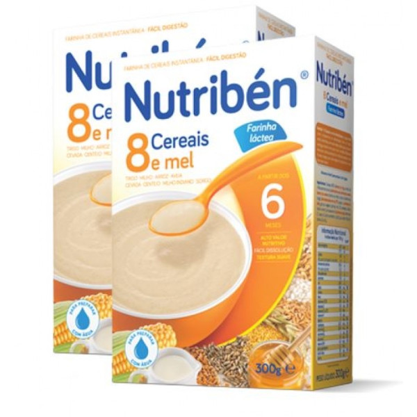 Nutriben Farinhas 8 Cereais & Mel Láctea 300g x2