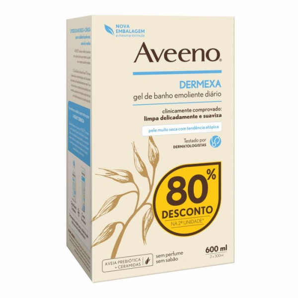 Aveeno Dermexa Gel de Banho Emoliente 300 X2 com 80% desconto