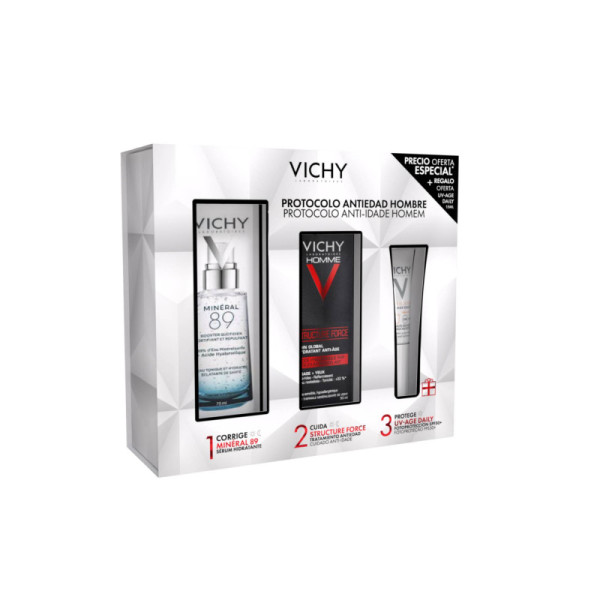 Vichy Coffret Homme Structure Force Protocolo Anti Idade Homem