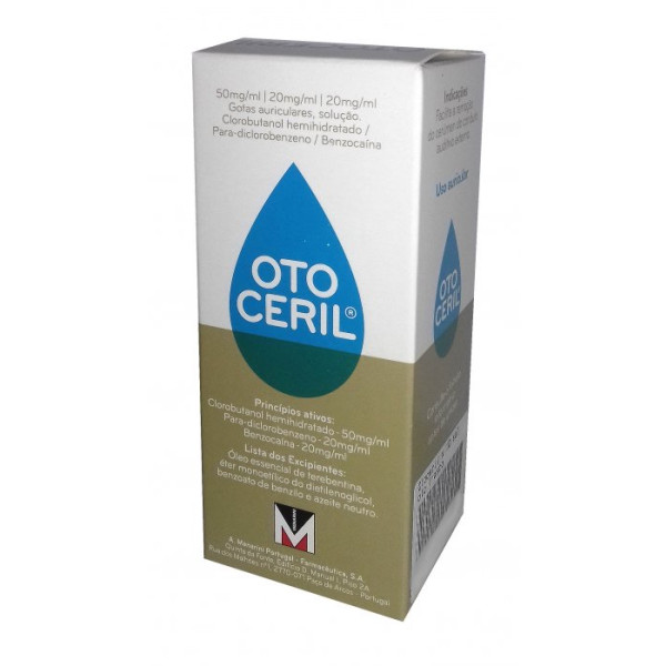 Otoceril , 50 mg/ml + 20 mg/ml + 20 mg/ml Frasco 10 ml Gta auric sol